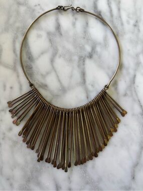 VIntage Statement Brass Fringe Collar Necklace